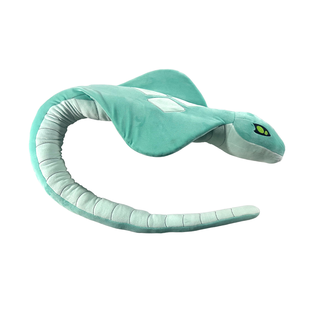 Plush teal snake with diamond pattern