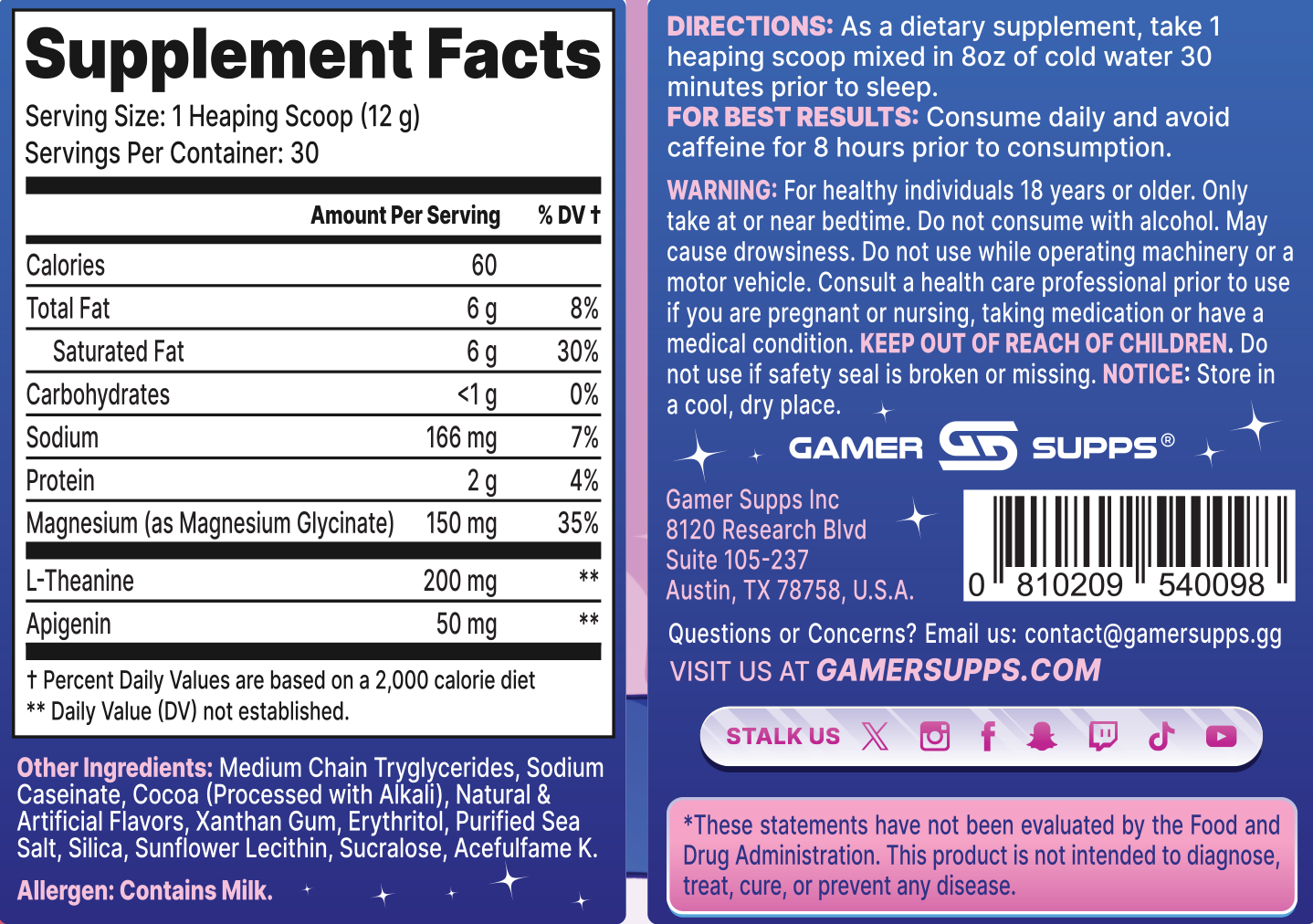 AFK: Cookies and Dream - 30 Servings View Supplement Facts
