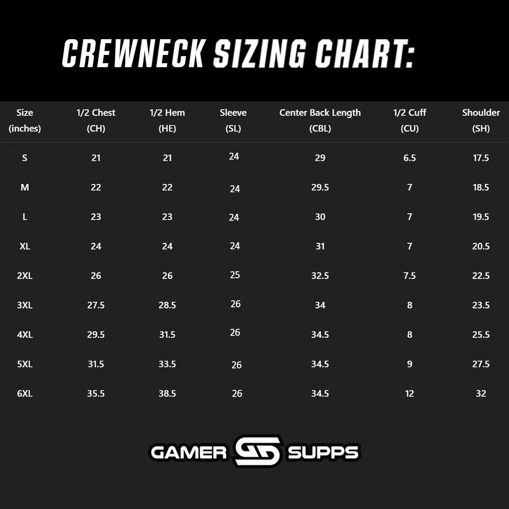 Layna Lazar: Crimson Bloom Crewneck Size Chart