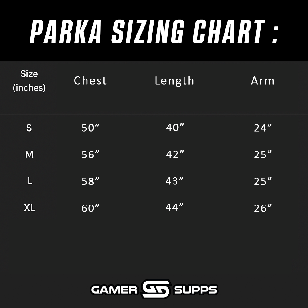 Macabre by Kwite: Reversible Parka Size Chart