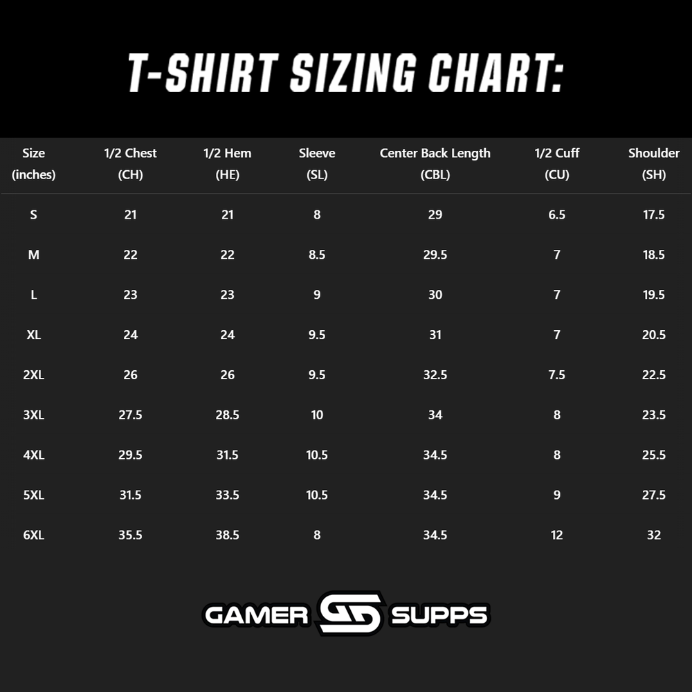GX Aura: Racer Queen Shirt Size Chart