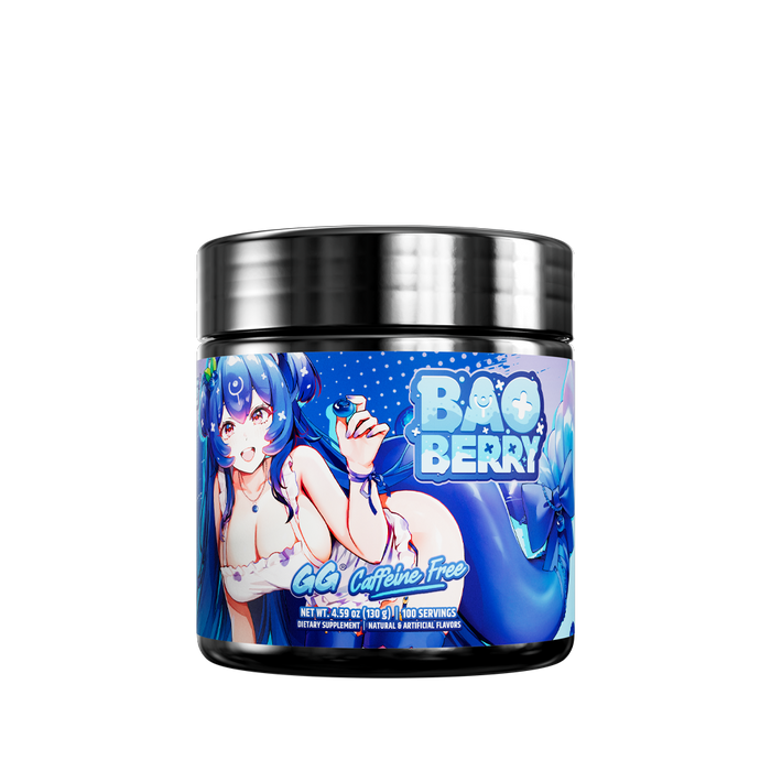 Black container with a blue label showing supplement facts, usage directions, and a barcode on the back of the product.