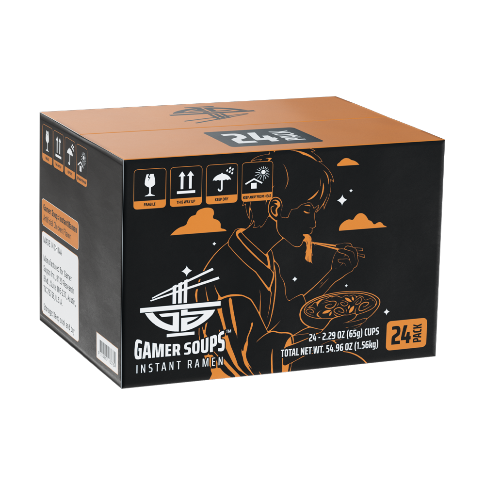 Gamer Soups Instant Noodles - Chicken (24 Cup Box) - Gamer Supps