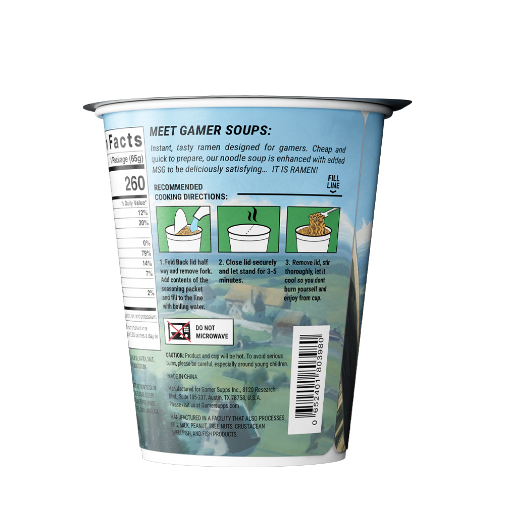 Gamer Soups Instant Noodles - Vegetable (Single Cup) - Gamer Supps