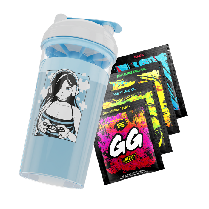 Waifu Cup S4.4 Gamer Girl tilted right over 4 free sample packs